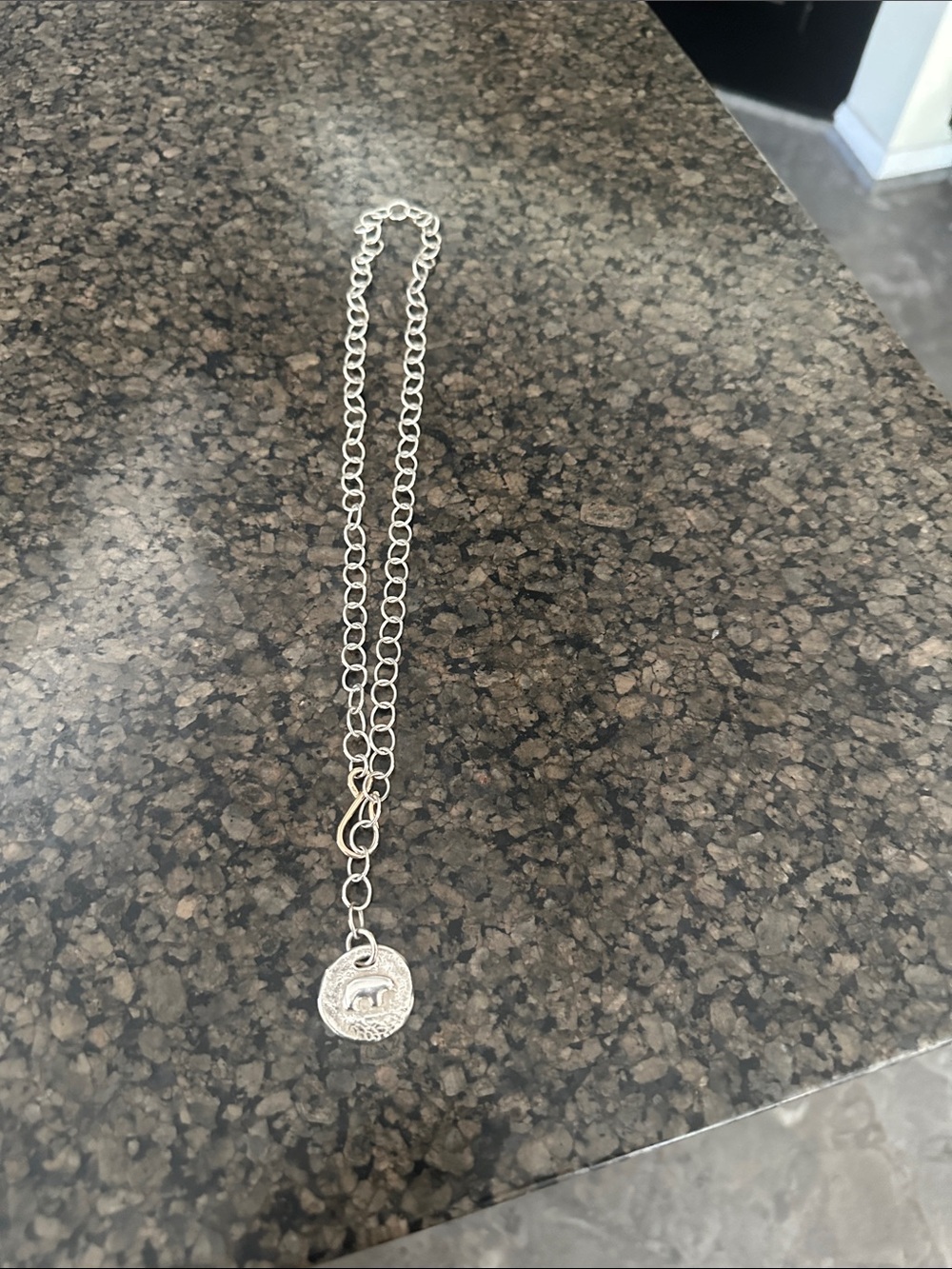 The Golden Bear Silver Organic Bear Disc Necklace
